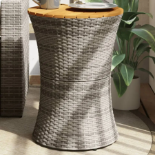 vidaXL Szürke polyrattan kerti dob alakú kisasztal kerti bútor