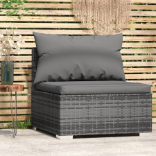 vidaXL szürke polyrattan kerti középső kanapé párnákkal kerti bútor