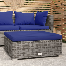 vidaXL szürke polyrattan kerti lábtartó párnával 70 x 70 x 30 cm kerti bútor