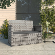 vidaXL szürke polyrattan kerti pad párnákkal 105 cm kerti bútor