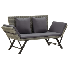 vidaXL szürke polyrattan kerti pad párnákkal 176 cm kerti bútor