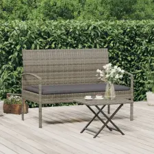 vidaXL Szürke polyrattan kerti pad párnával 105 cm kerti bútor