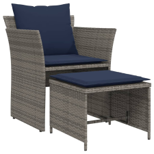 vidaXL szürke polyrattan kerti szék lábtartóval (368623) kerti bútor