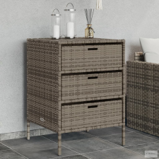 vidaXL Szürke polyrattan kerti tárolószekrény 55 x 59 x 80 cm kerti tárolás