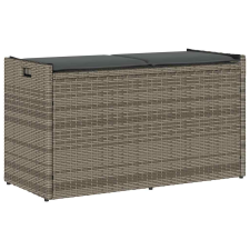 vidaXL szürke polyrattan kültéri tárolópad párnával 100 cm kerti bútor