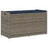 vidaXL szürke polyrattan kültéri tárolópad párnával 100 cm