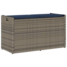 vidaXL szürke polyrattan kültéri tárolópad párnával 100 cm kerti bútor