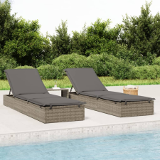vidaXL szürke polyrattan napozóágy párnával 201 x 55 x 62 cm kerti bútor