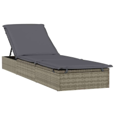 vidaXL Szürke polyrattan napozóágy párnával 201 x 55 x 62 cm kerti bútor