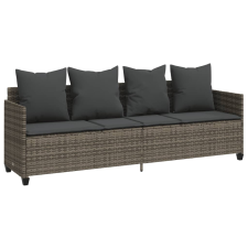 vidaXL szürke polyrattan napozóágy párnával (368346) kerti bútor
