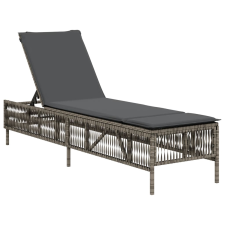 vidaXL szürke polyrattan napozóágy párnával (4002739) kerti bútor