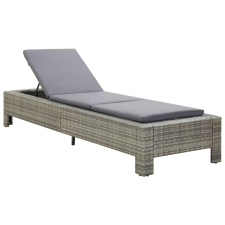 vidaXL szürke polyrattan napozóágy párnával  (46236) kerti bútor