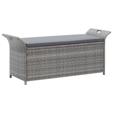 vidaXL Szürke polyrattan tárolópad párnával 138 cm kerti bútor