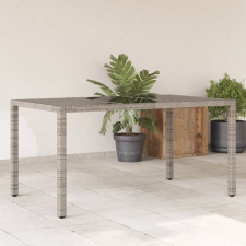 vidaXL szürke polyrattan üveglapos kerti asztal 150 x 90 x 75 cm kerti bútor