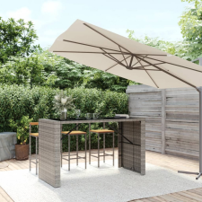 vidaXL szürke polyrattan üveglapos kerti asztal 185 x 80 x 110 cm kerti bútor