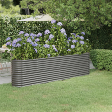 vidaXL Szürke porszórt acél kerti magaságyás 260x40x68 cm kerti tárolás