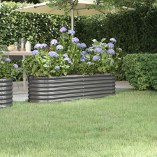 vidaXL szürke porszórt acél kerti ültetőláda 152x40x36 cm kerti tárolás
