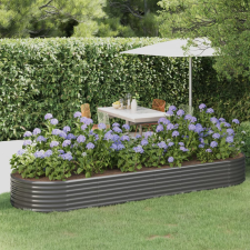 vidaXL szürke porszórt acél kerti ültetőláda 322 x 100 x 36 cm kerti tárolás