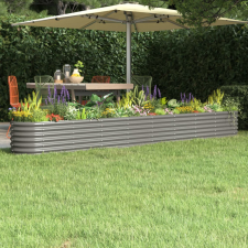 vidaXL szürke porszórt acél kerti ültetőláda 332 x 40 x 36 cm kerti dekoráció
