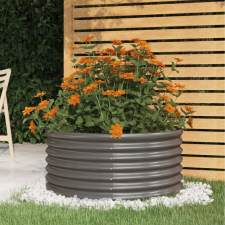 vidaXL szürke porszórt acél kerti ültetőláda 80 x 80 x 36 cm kerti tárolás