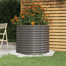 vidaXL szürke porszórt acél kerti ültetőláda 80 x 80 x 68 cm kerti tárolás