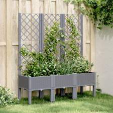 vidaXL szürke PP rácsos kerti ültetőláda 120 x 40 x 142 cm kerti tárolás
