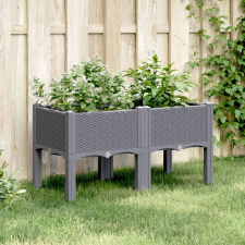 vidaXL Szürke PP rácsos kerti ültetőláda 80 x 40 x 42 cm kerti tárolás