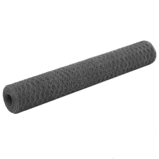 vidaXL szürke PVC-bevonatú acél drótháló, hatszögletű szemek, 25x1 m kerti dekoráció