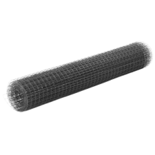 vidaXL szürke PVC-bevonatú acél kockás drótháló 25 x 1 m kerti dekoráció