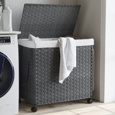 vidaXL szürke rattan szennyeskosár kerekekkel 60x35x60,5 cm bútor