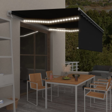 vidaXL szürke redőnyös, LED-es, szélérzékelős napellenző 4,5 x 3 m kerti bútor