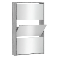 vidaXL szürke sonoma 3 szintes cipőszekrény tükörrel 63x17x102,5 cm (342639) bútor