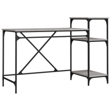 vidaXL szürke sonoma fa és vas íróasztal polcokkal 135x50x90 cm (826712) bútor