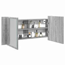 vidaXL szürke sonoma LED-es tükrös fürdőszobaszekrény 100 x 12 x 45 cm fürdőszoba bútor