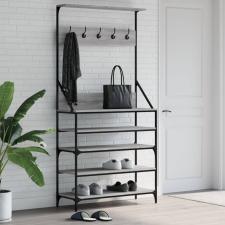 vidaXL szürke sonoma ruhafogas cipőpolccal 90 x 34 x 184 cm bútor