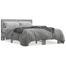 vidaXL szürke sonoma szerelt fa és fém ágykeret 120 x 190 cm ágy és ágykellék