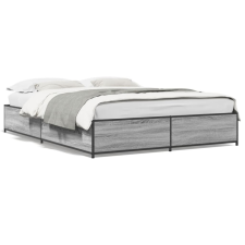 vidaXL szürke sonoma szerelt fa és fém ágykeret 135 x 190 cm ágy és ágykellék