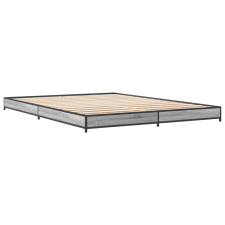 vidaXL szürke sonoma szerelt fa és fém ágykeret 140x190 cm (845159) ágy és ágykellék