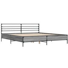 vidaXL szürke sonoma szerelt fa és fém ágykeret 200 x 200 cm (3280065) ágy és ágykellék