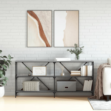 vidaXL szürke sonoma szerelt fa és vas konzolasztal 160x30x75 cm bútor