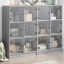 vidaXL szürke sonoma szerelt fa könyvespolc ajtókkal 136x37x109 cm bútor