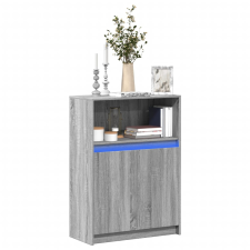 vidaXL szürke sonoma szerelt fa tálalószekrény LED-del 72x34x100 cm bútor