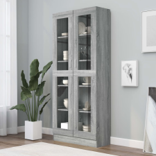 vidaXL szürke sonoma szerelt fa vitrinszekrény 82,5x30,5x185,5 cm bútor