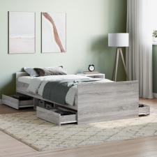 vidaXL szürke sonoma színű ágykeret fej- és lábtámlával 100 x 200 cm ágy és ágykellék