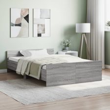 vidaXL szürke sonoma színű ágykeret fej- és lábtámlával 120x190 cm ágy és ágykellék