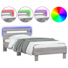 vidaXL szürke sonoma színű ágykeret fejtámlával és LED-ekkel 90x190 cm (838748) ágy és ágykellék