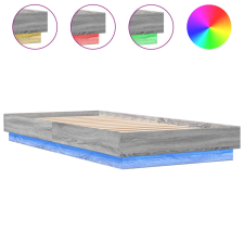 vidaXL szürke sonoma színű ágykeret LED-világítással 90x200 cm (839516) ágy és ágykellék