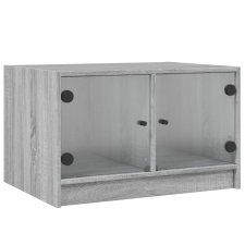 vidaXL szürke sonoma színű dohányzóasztal üvegajtókkal 68x50x42 cm (836369) bútor