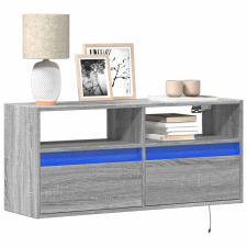 vidaXL szürke sonoma színű fali TV-szekrény LED-del 100x31x45 cm bútor
