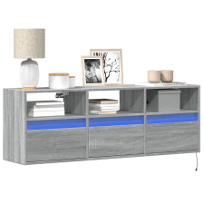 vidaXL szürke sonoma színű fali TV-szekrény LED-del 130x31x45 cm bútor